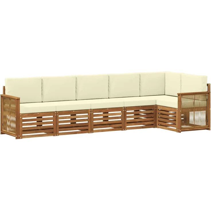 vidaXL Outdoor-Sofagarnitur 6 stk. 6-Sitzer Natur und Creme 3384416 – Bild 2