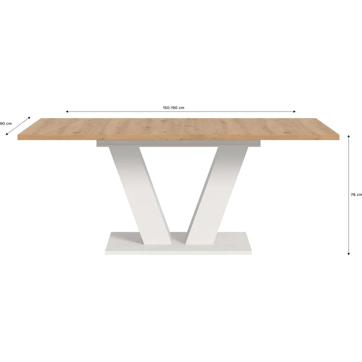 Kulissen-Esstisch >Motion< ausziehbar 190cm, weiß / artisan Eiche Dekor - 150/190x76x90cm (BxHxT) – Bild 6
