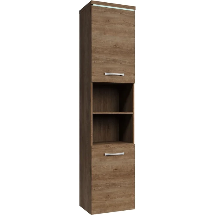 Badplaats Badezimmerschrank Paso 35 x 35 x 160 cm Braun Eiche - Hoch Badschrank Mit 2 Türen – Bild 1