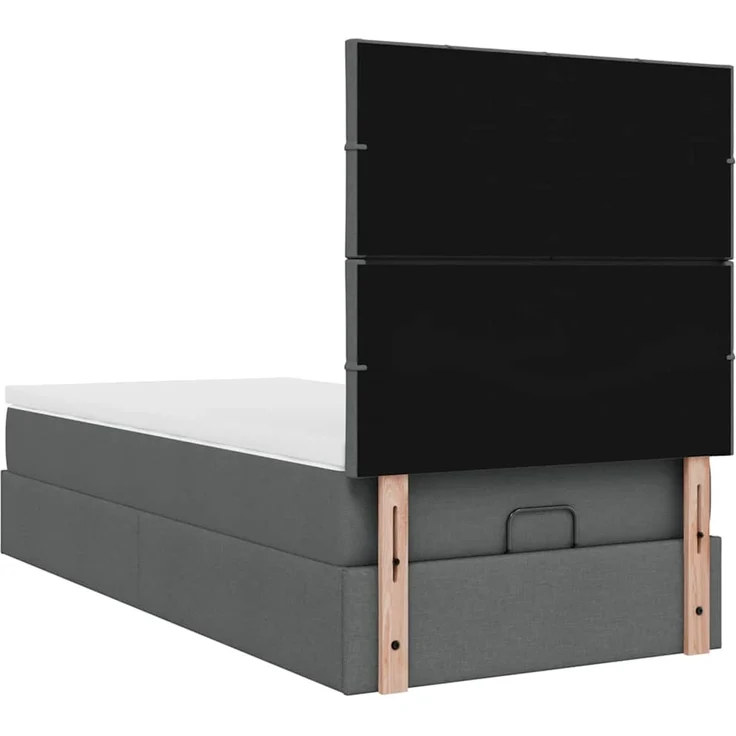 vidaXL Ottoman-Bett mit Matratze & LEDs Dunkelgrau 100x200 cm Stoff 3313983 – Bild 9