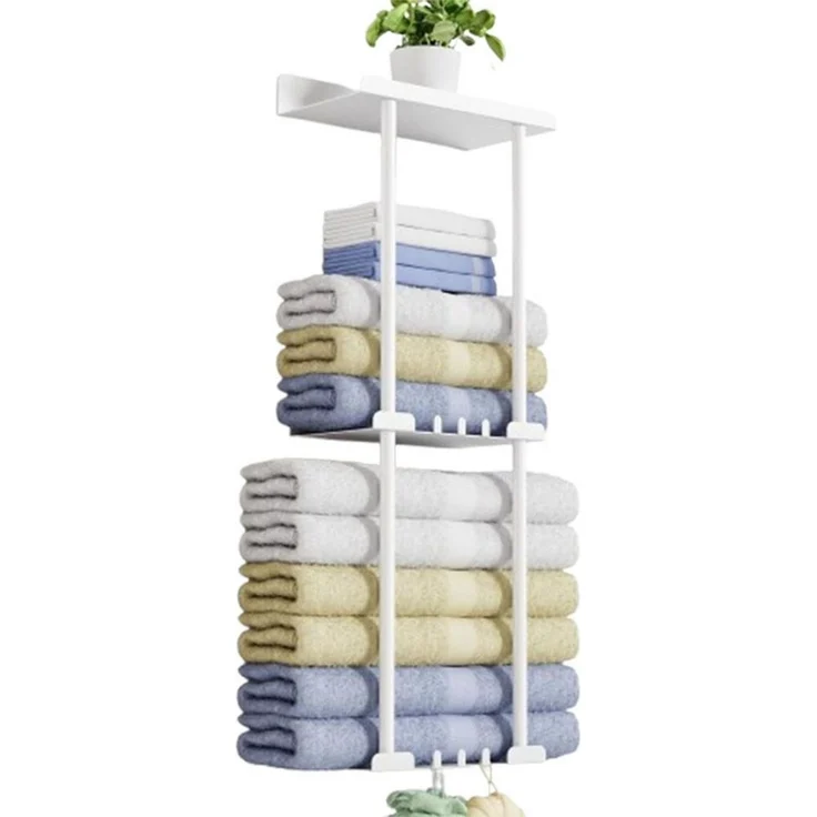 Refined Living Handtuchhalter Wand Handtuchhalter, Bad Handtuchregal, Ohne Bohren, mit Leitplanke, Bath Towel Holder, mit 6 Handtuchhaken, für Badezimmer Küche – Bild 2