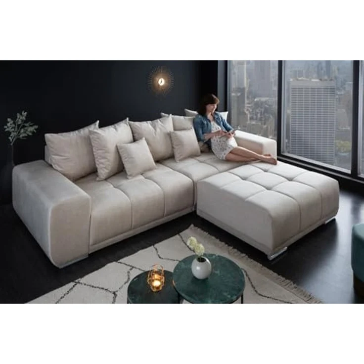 riess-ambiente Big-Sofa ELEGANCIA 285cm champagner / beige, Einzelartikel 1 Teile, XXL Couch · Samt · mit Federkern · inkl. Kissen · Design – Bild 2