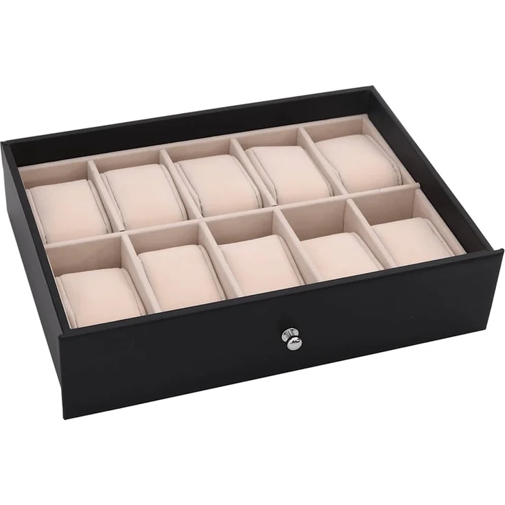 vidaXL Schmuckkästchen 10-lagig mit Uhrenhaltern Schwarz 29x20,5x40,5 cm 4103567 – Bild 10