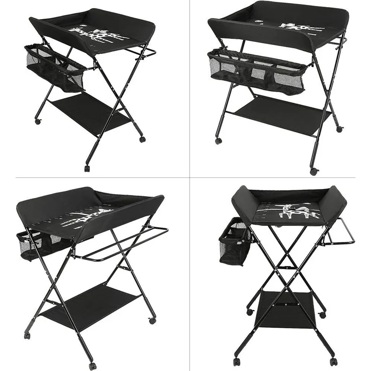 Wickeltische, Wickeltisch und Badewanne, 2-in-1, für Babys von Geburt bis 12 Monate (bis zu 25 kg), faltbar und tragbar, Wickeltisch für Babys (schwarz) – Bild 5