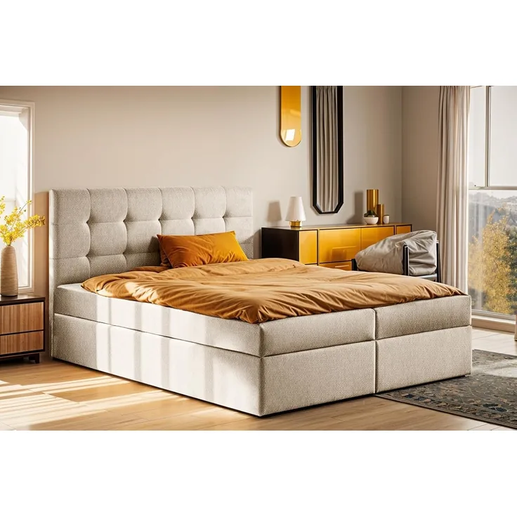 Kaiser Möbel Boxspringbett mit matratze und bettkasten, Schlafbett LUDANO stoff Soro, Bettkasten und Topper, inklusive Materatze, Große Auswahl an Größen