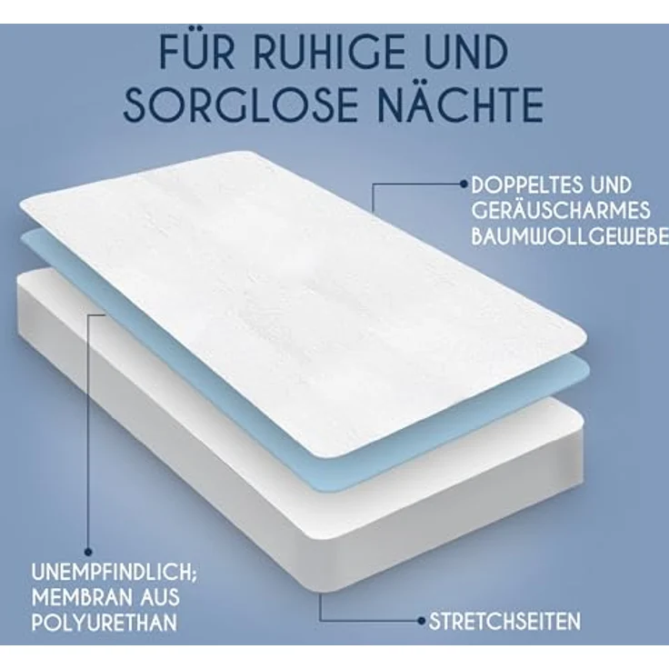 Matratzenschoner 60x120 Wasserdicht Dreamzie - Oeko-TEX und Made in EU - Atmungsaktive Anti-Allergie und Anti Milben - Inkontinenz Spannbettlaken Baby – Bild 3