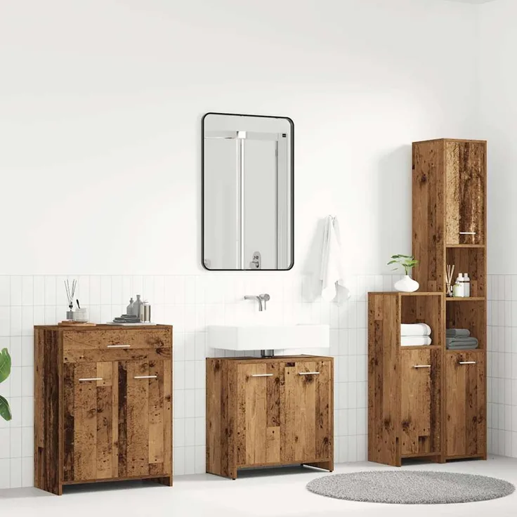 vidaXL 4-tlg. Badmöbel-Set Altholz-Optik Holzwerkstoff 3328941