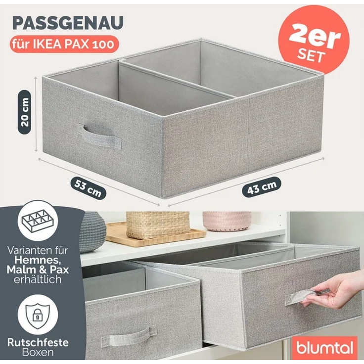 Blumtal Faltbox HEMNES, MALM, PAX Organizer Ordnungssystem Kleiderschrank (2 St), Faltboxen für BHs, T-Shirts - Boxen für Schrank – Bild 1