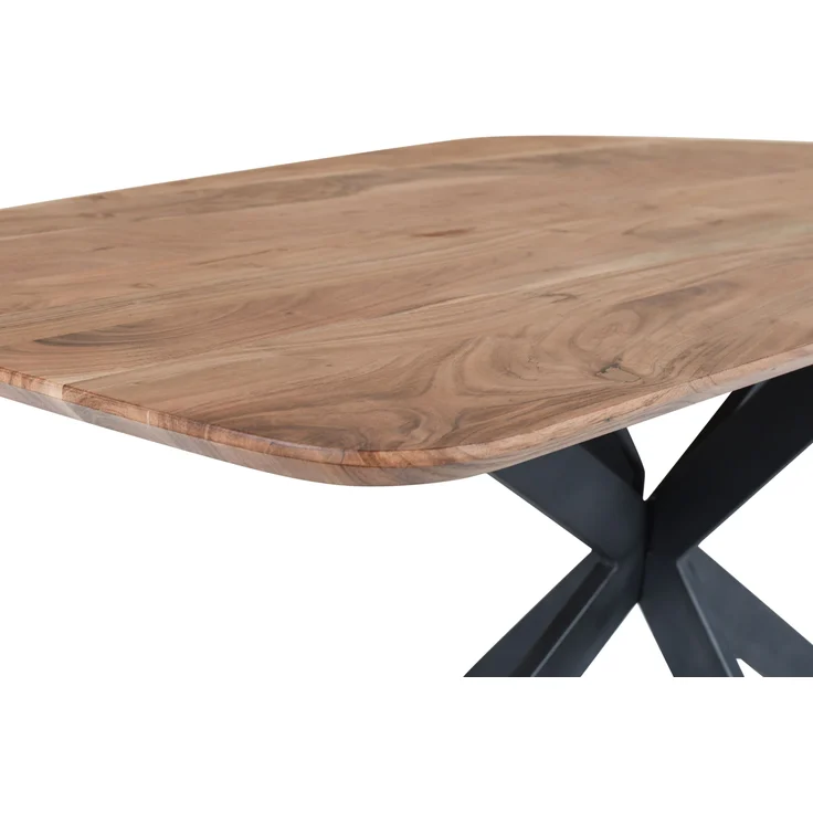 Esstisch 178 x 80 x 77 cm Akazie massiv naturfarben Schweizer Kante Spider-Gestell MILA 159467032 – Bild 5