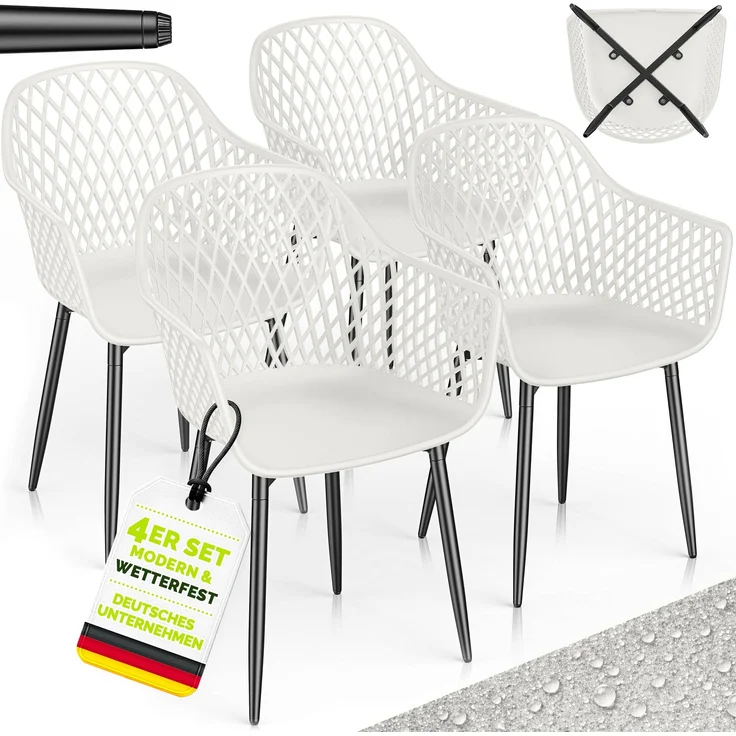 tillvex® Gartenstuhl 4er Set Wetterfest mit Armlehne | Outdoor Stühle bis 120kg belastbar | Gartenstühle UV-beständig | Terrassenstuhl Gartenmöbel Terrasse Balkon Outdoor Garten – Bild 6