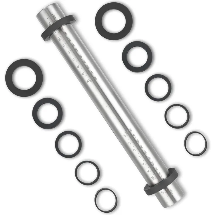 Edelstahl Nudelholz mit einstellbaren Ringen, Antihaft Teigroller 35cm