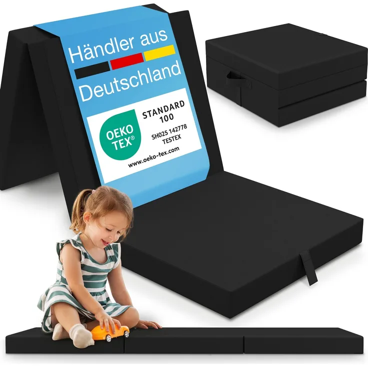 ELONEO Klappmatratze 65x195 cm, 9 cm hoch, Klappmatratze Kinder faltbar, klappbare Gästematratze, Faltbare Matratze, Reisematratze für Kinder und Erwachsene für Reisen und Camping