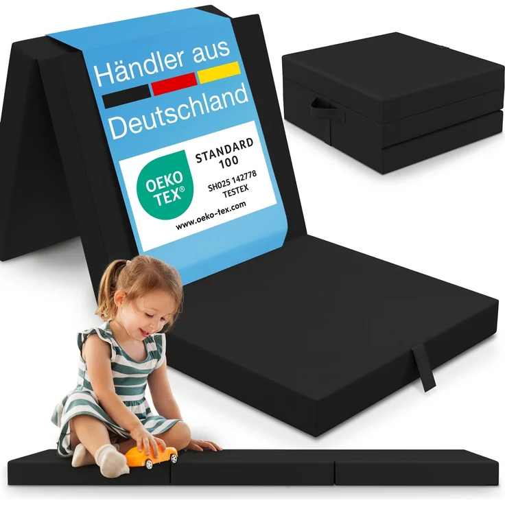 ELONEO Klappmatratze 65x195 cm, 9 cm hoch, Klappmatratze Kinder faltbar, klappbare Gästematratze, Faltbare Matratze, Reisematratze für Kinder und Erwachsene für Reisen und Camping – Bild 1