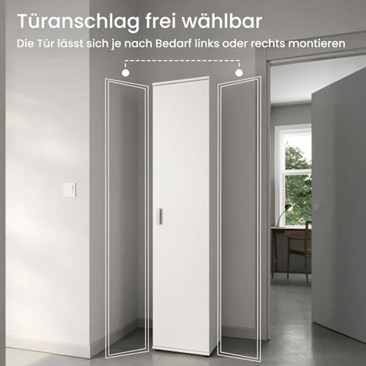 Home Collective Mehrzweckschrank Schmaler 40 cm breit mit 1 Tür & 4 Einlegeböden (Universalschrank Haushaltsschrank für Haushalt, Flur, Büro oder Schlafzimmer) 40x35x184 cm (BxTxH), Weiß – Bild 7