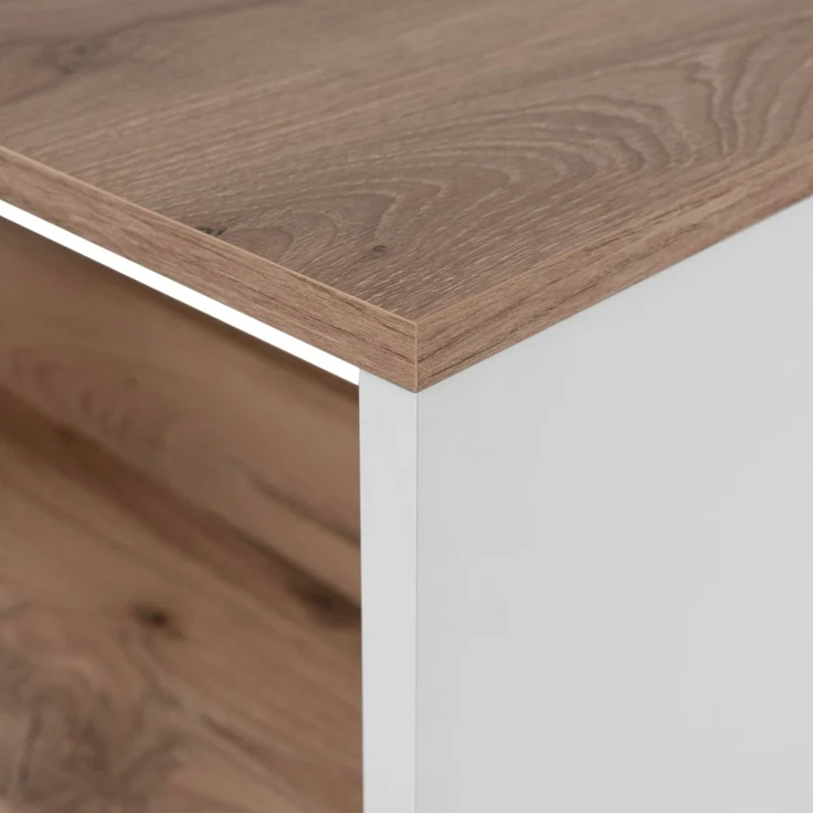 Calicosy 'TAMPA' Esstisch mit 3 Ablagefächern Eiche und Weiß L92cm - Helles Holz – Bild 6