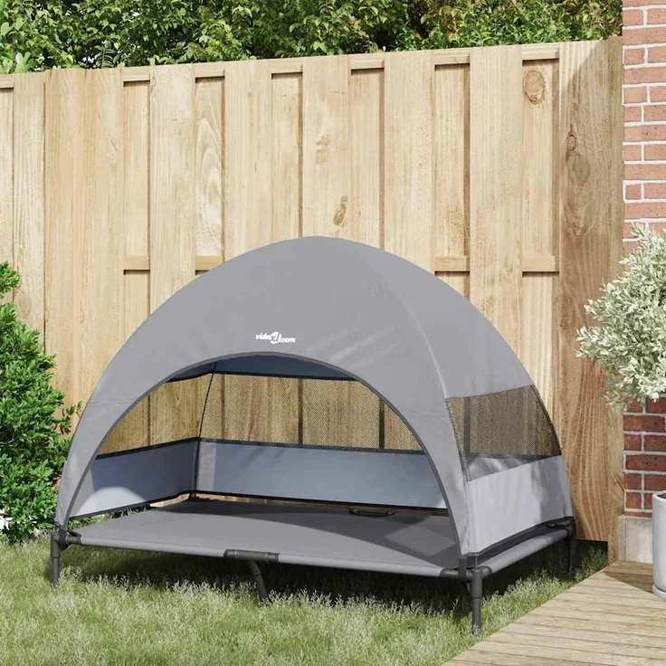 vidaXL Hochgelegtes Hundebett Hellgrau 127 x 81 x 108 cm 42008219 – Bild 2