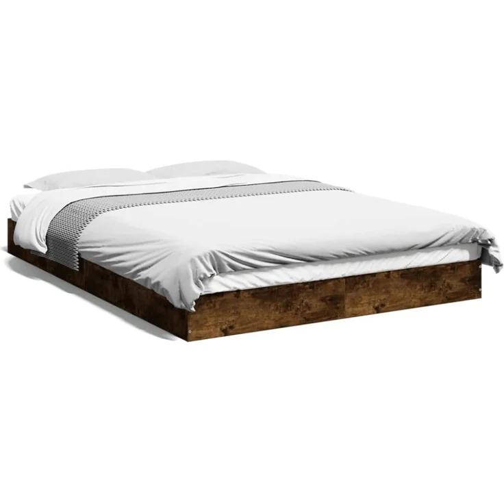 vidaXL Bettgestell ohne Matratze Räuchereiche 120x190 cm Holzwerkstoff 842053 – Bild 1