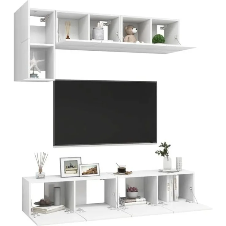vidaXL 5-tlg. TV-Schrank-Set Weiß Holzwerkstoff 3078693