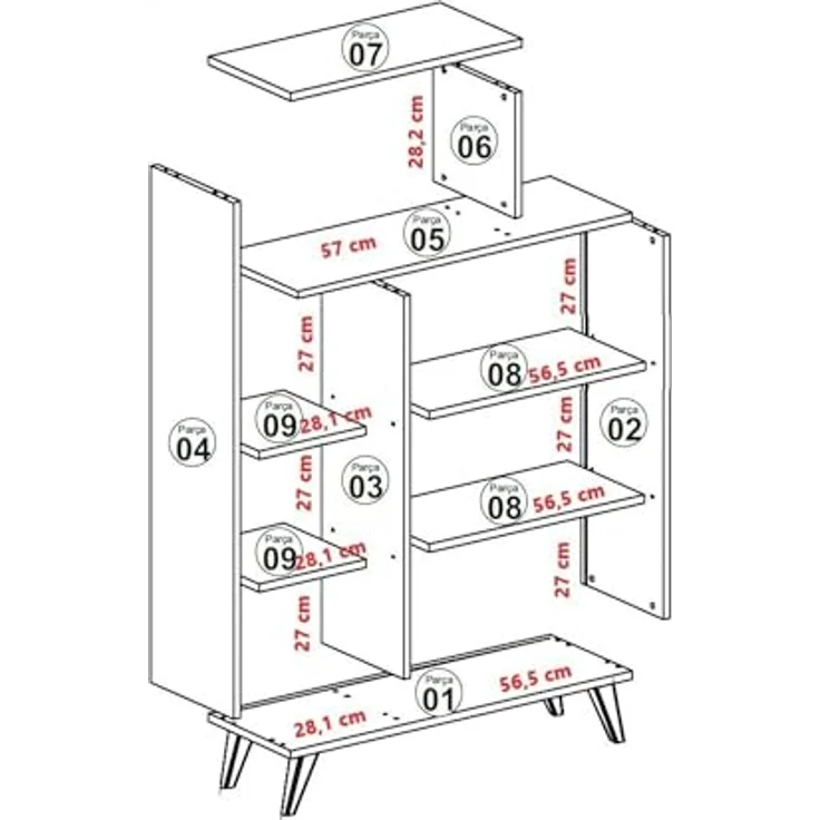 Dmora Credenza Capella, Buffet da soggiorno, Madia da salotto, Dispensa da cucina, 90x32h132 cm, Bianco – Bild 5