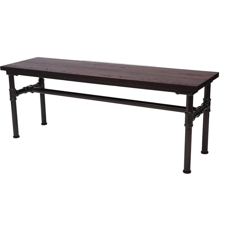 Sitzbank HWC-H10b, Esszimmerbank Bank Hocker, Ulme Holz Industriedesign, 120x35cm MVG-zertifiziert, schwarz-braun