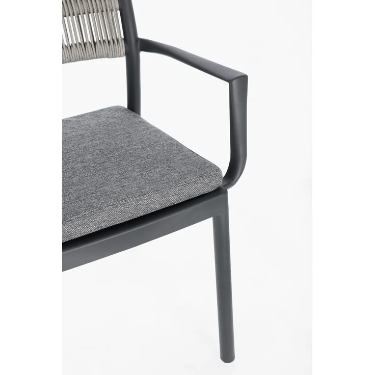 Gartenstuhl Nivala mit Armlehne, Metallgestell modern, anthrazit hellgrau, stapelbar inkl. Kissen – Bild 7