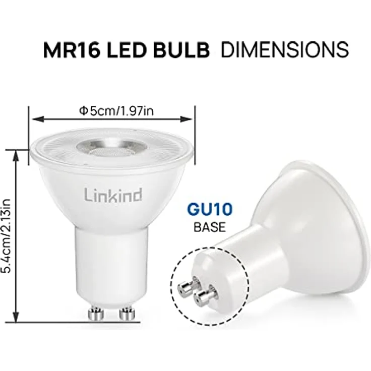 Linkind Dimmbar 5.7W GU10 LED Lampen, ersetzt 75W Lampe, 2700K Warmweiß Reflektorlampe GU10 Spot, 110° breite Abstrahlwinkel 560Lm Leuchtmittel PAR16 LED, 5 Stück – Bild 6