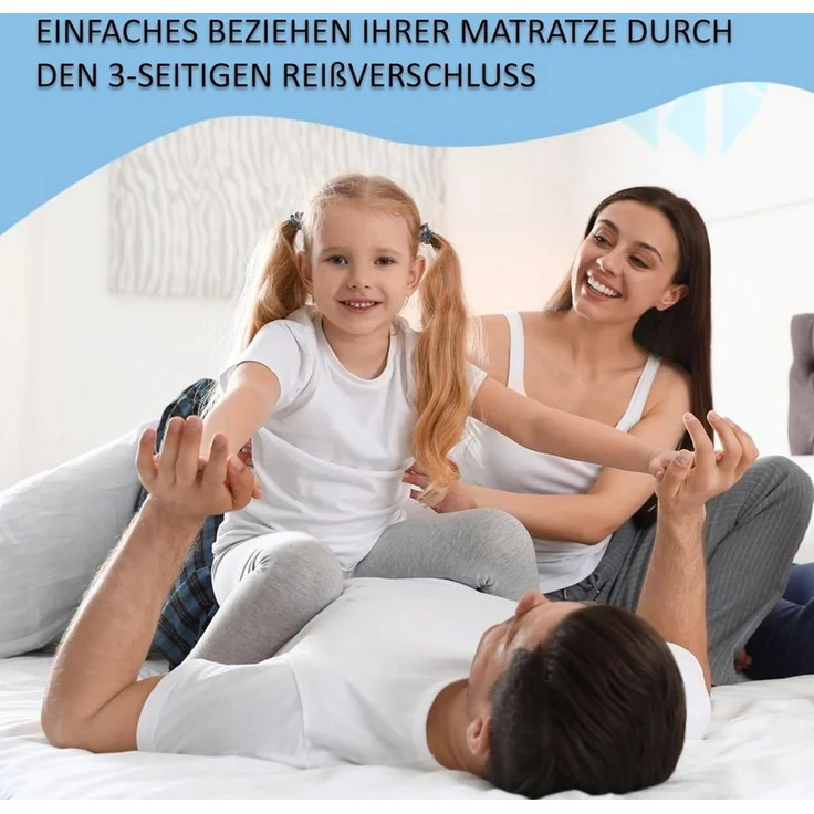 Matratzenersatzbezug Viscose mit Reißverschluss - Ersatz Bezug, TULENA, Größe 80x200, 26-28cm Hoch, Viskose Wollweiß, Öko-Tex zertifiziert – Bild 4