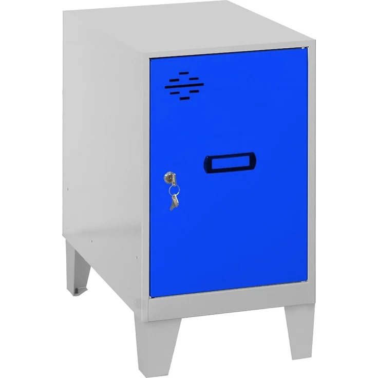 Simon Rack Simonlocker Kommode, klein, 575 x 300 x 500 mm, Amario aus Metall, inkl. Schlüssel, Grau/Blau – Bild 1