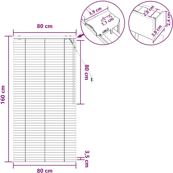 vidaXL Venezianische Jalousie Eichenoptik 80 x 160 cm 35 mm 42015337 – Bild 9