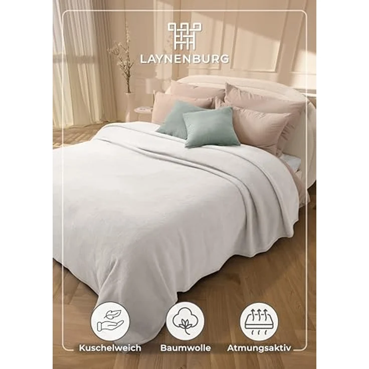 Wohndecke Wohndecke aus Baumwolle - Kuscheldecke, Baumwolldecke -, Laynenburg, Decke als Sofa-decke, Couchdecke, Wolldecke aus Baumwollmix – Bild 3