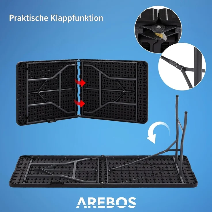 Arebos Klapptisch Partytisch, Gartentisch für Garten, Terrasse und Balkon (Set, 1-St, 1 Tisch) – Bild 7
