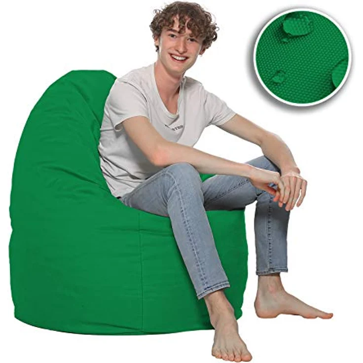 HomeIdeal - Sitzsack XXL Bodenkissen für Erwachsene & Kinder - Geeignet für Gaming oder Entspannen - Indoor wie Outdoor da er Wasserfest ist - mit EPS Perlen, Farbe:Grün, Größe:XXXL – Bild 6