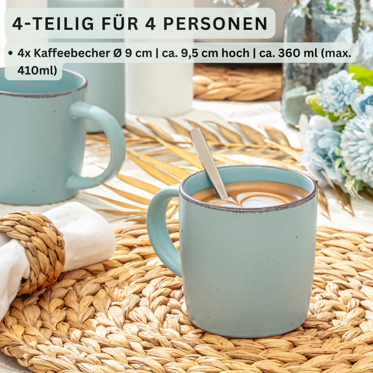 SÄNGER Steingut Kaffeebecher Bombay Sky Shades 4 teilig – Bild 2