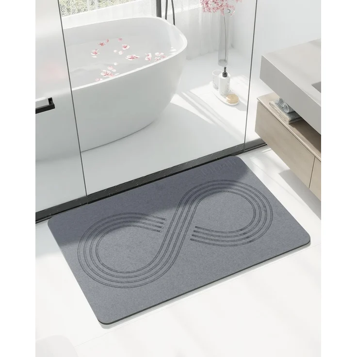 Ribelli Kieselgur Badematte rutschfest 60x39 cm, Duschvorleger Badvorleger Schnelltrocknend, 100% Natürlich Stein Bodenmatte, Bad Matte Super Saugfähig Badezimmermatte