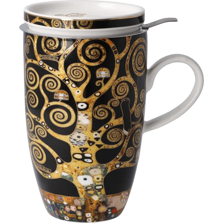 Goebel Teetasse mit Deckel und Sieb Gustav Klimt - Der Lebensbaum, Artis Orbis, Fine Bone China, 450 ml, 67072031