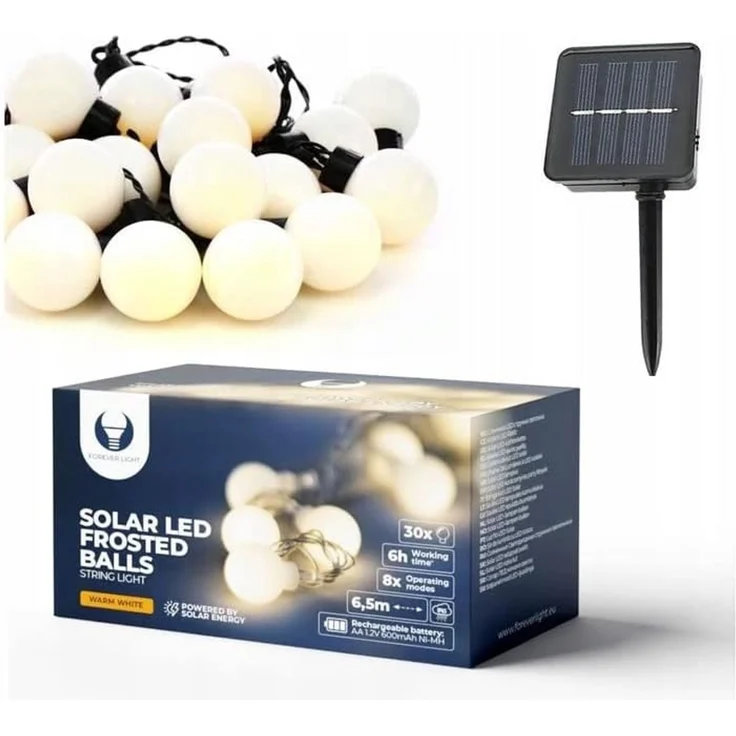 Solar LED Lichterkette 6,5 m 30 Kugeln warmweiß SFB61 – Bild 1