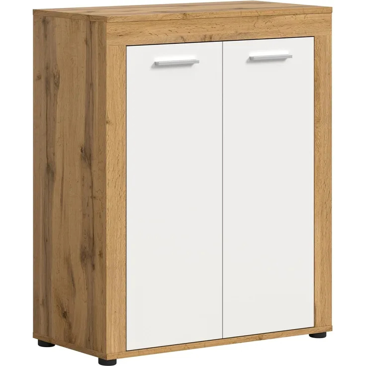 xonox. home Garderobe Jam X8BK6603 Schuhschrank Garderobenschrank Schrank in Wotan Eiche Nb, weiß. ca. 80 x 95 x 35 cm