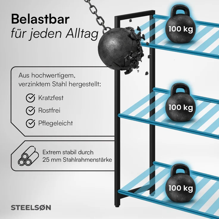 STEELSØN 'Mystra' Getränkekistenregal, Metall, schwarz, 115x95x33 cm, Getränkeregal für 6 Kisten – Bild 3