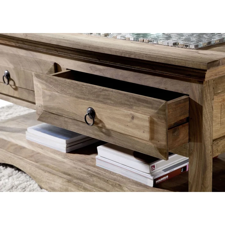 Couchtisch Sheesham 110x50x50 grau geölt LEEDS #44 – Bild 4