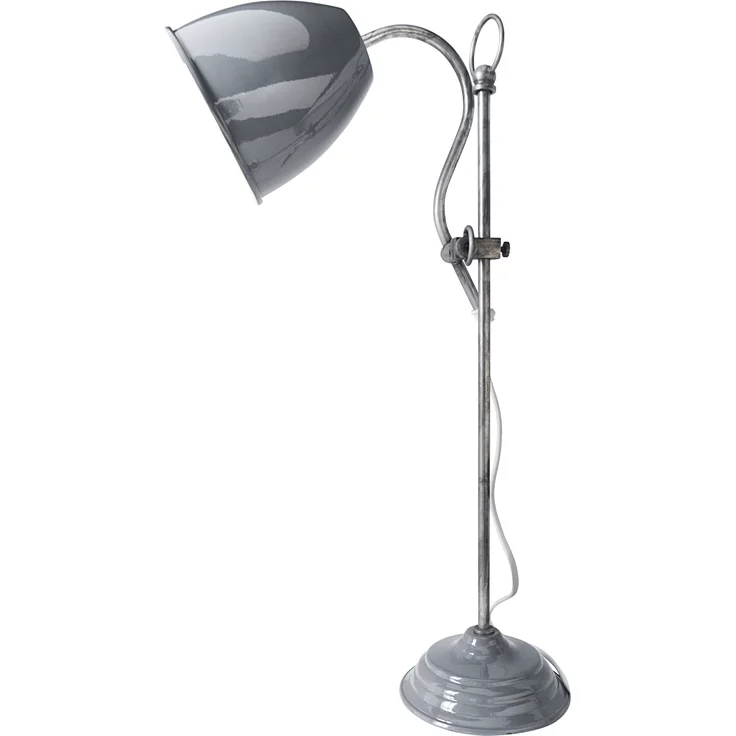 Näve Metall-Tischleuchte, graue Nachttischlampe mit Schnurschalter, E14, max. 40W, IP20