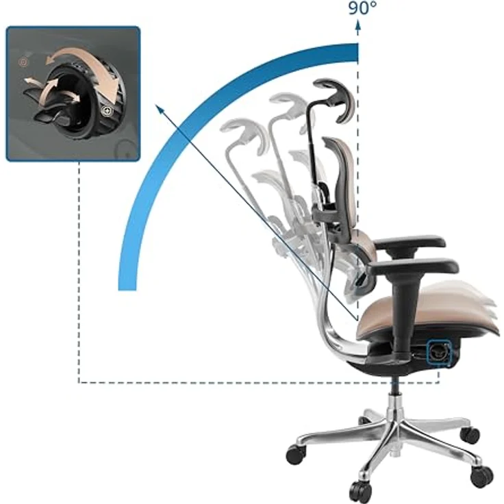 hjh OFFICE Bürostuhl ergonomisch ERGOHUMAN Ultra L GEN2 Originales Design, Bürosessel mit Flexibler Lendenwirbelstütze, Leder, Braun – Bild 5
