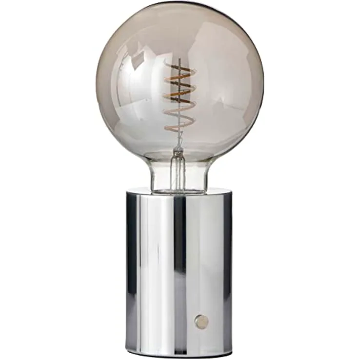 Northpoint LED Akku Tischlampe Edison Style, 2000mAh Touch Dimmer, chrom mit dunkler Glühbirne