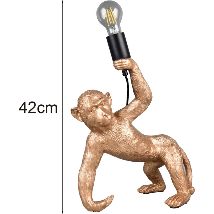 Tischleuchte, gold, Affe, E27, Schnurschalter, H 35,5 cm – Bild 4