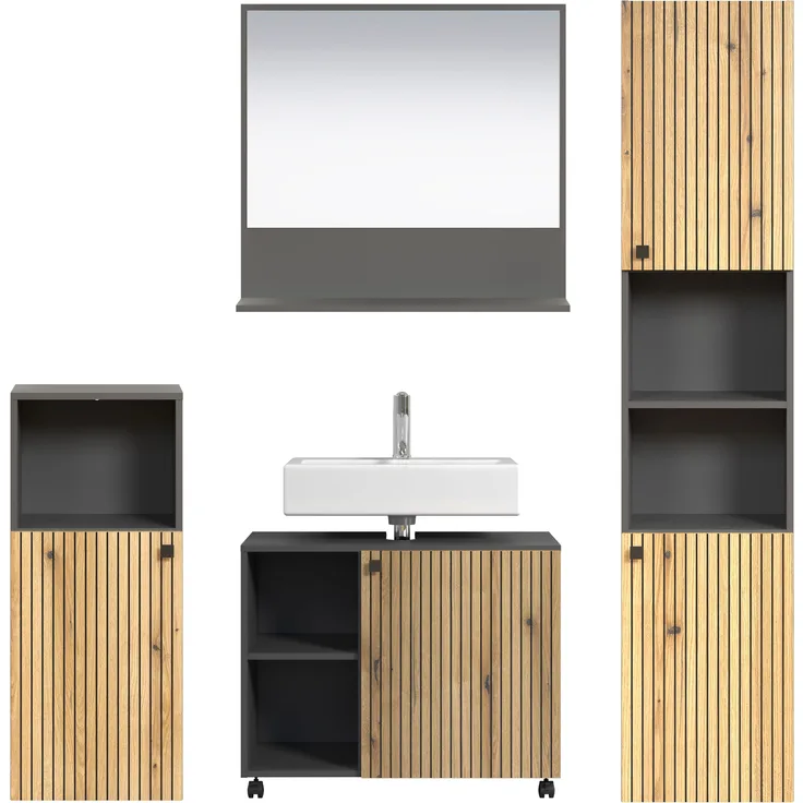 Badmöbel Set Bliss in Evoke Eiche und grau 180 cm