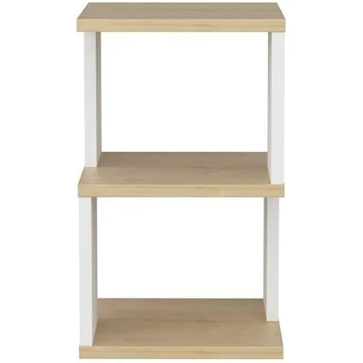 Calicosy Nachttisch 3 Ebenen Holzdekor Eiche und Weiß L29,6 cm – CARTER - Helles Holz
