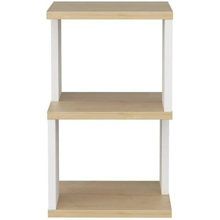 Calicosy Nachttisch 3 Ebenen Holzdekor Eiche und Weiß L29,6 cm – CARTER - Helles Holz – Bild 1