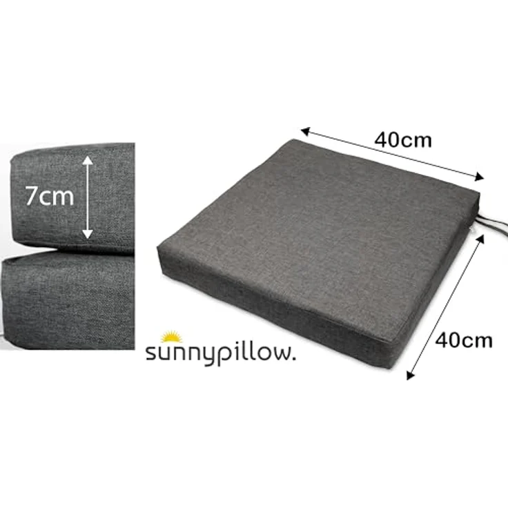 sunnypillow Stuhlkissen 2er Set Stuhlkissen mit Bändern "HAVANA" viele Farben zur Auswahl, Anthrazit – Bild 2