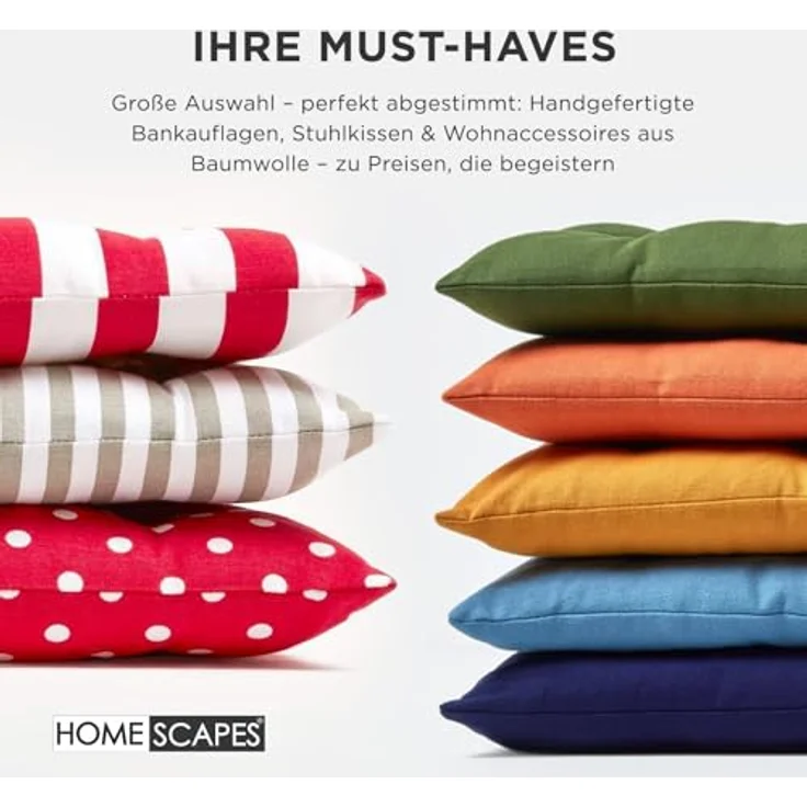 Homescapes Stuhlkissen 2er Bankauflage braun 100% Baumwolle – Bild 10