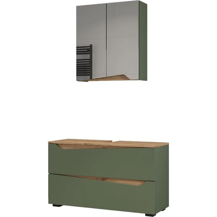 Badmöbel-Set Marelle Grün/Artisan-Eiche 2-teilig Vicco – Bild 1
