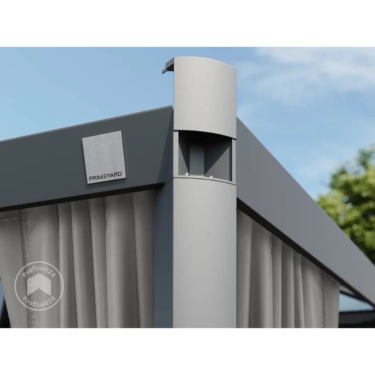 PRIMEYARD Gartenpavillon 3x3 m mit Polycarbonatdach - Hardtop Pavillon mit 4 Seitenteilen in Grau – Bild 4